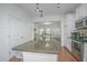 Modern kitchen featuring a granite island with white cabinets and stainless steel appliances at 78 Branch Creek Trl, Summerville, SC 29483