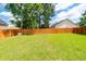 Large, grassy backyard enclosed by a wooden fence with mature trees at 139 Spindle Way, Goose Creek, SC 29445