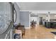 A stylish living room flows into a modern kitchen area with an island at 1406 Glencoe Dr, Mount Pleasant, SC 29464