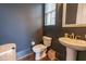 Elegant powder room features a pedestal sink, modern fixtures, and stylish decor at 1445 Lettered Olive Ln, Mount Pleasant, SC 29464