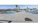 A large community pool area with palm trees, lounge chairs, and a modern design, perfect for relaxation and recreation at 176 Clearblue Loop, Summerville, SC 29486