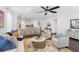 Open-concept living room connects to a modern kitchen with an island, perfect for entertaining and Gathering gatherings at 176 Clearblue Loop, Summerville, SC 29486