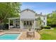 Charming backyard features a pool, outdoor dining, and a covered patio, ideal for entertaining and enjoying outdoor living at 2158 Westrivers Rd, Charleston, SC 29412