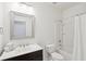 Bathroom with a single vanity, a shower-tub combo with white tile, and a toilet at 2254 Show Basket Way, Mount Pleasant, SC 29466