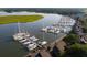 Aerial shot of the marsh community with docks and townhouses at 2624 Jenkins Point Rd, Seabrook Island, SC 29455