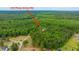 Aerial view of the wooded property with an arrow and address at 312 Piney Grove Rd, Cross, SC 29436