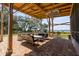 Outdoor pavilion boasting a comfortable lounge and dining area with picturesque water views at 332 Bayley Rd, Daniel Island, SC 29492