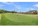 Putting green featuring synthetic turf, American flags, landscaping, and walking trails at 3585 Sawlog Dr, Summerville, SC 29486