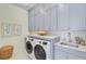 Laundry room featuring modern washer and dryer, with upper and lower cabinets for storage space at 503 Ivy Green Ln, Summerville, SC 29486