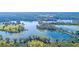 Gorgeous aerial view showcasing the lake and surrounding lush greenery at 784 Clay Field Trl, Summerville, SC 29485