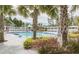 Inviting community pool area with lounge chairs, palm trees, and manicured landscaping at 786 Clay Field Trl, Summerville, SC 29485