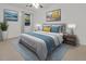 Bright main bedroom featuring a large window and a bed with decorative pillows and blankets at 7914 Dutch Ct, North Charleston, SC 29420