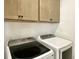 Efficient laundry area featuring front loading Samsung washer and dryer and neutral-toned cabinets at 8633 Connor Ct, North Charleston, SC 29406