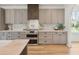 Modern kitchen boasting stainless steel appliances, custom cabinets, and a stylish countertop at 1014 E Erie Ave, Folly Beach, SC 29439