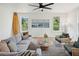 Cozy living room features stylish decor, beachy artwork, comfortable seating, and great natural light at 1014 E Erie Ave, Folly Beach, SC 29439