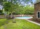View of fenced in pool and backyard from side of brick home at 108 Old Dominion Dr, North Charleston, SC 29418
