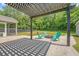 Spacious backyard patio with pergola, comfortable seating, and a tranquil setting at 122 Balsam Cir, Summerville, SC 29485