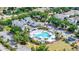 Aerial view showcasing pool, outdoor seating, and lush landscaping at 1505 Fort Palmetto Cir, Mount Pleasant, SC 29466