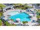 Top-down view of a luxurious outdoor pool and seating area at 1505 Fort Palmetto Cir, Mount Pleasant, SC 29466