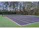 Well-maintained tennis court with green and purple surface and trees surrounding it at 209 Forsythia Ave, Summerville, SC 29483