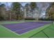 View of two tennis courts featuring green and purple surfaces surrounded by trees at 209 Forsythia Ave, Summerville, SC 29483