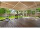 Expansive back porch featuring wood floors and screens and a view of the backyard at 2436 Stingray Blvd, North Charleston, SC 29406