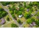 An aerial view of the property shows the house and its location in the neighborhood at 285 Roosevelt Dr, Saint Stephen, SC 29479