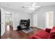 Bedroom with hardwood floors and a vaulted ceiling that can be used as an office space at 8676 Grassy Oak Trl, North Charleston, SC 29420