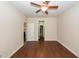 Bright bedroom with ceiling fan, natural light from the window, and hardwood floors at 151 Kirkland St, Goose Creek, SC 29445