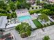Aerial view of the community pool and gathering areas with lounge chairs and other patio furniture at 1661 Indy Dr, North Charleston, SC 29405
