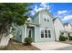 Two-story light blue house with well-maintained landscaping and a concrete driveway at 1661 Indy Dr, North Charleston, SC 29405
