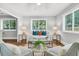 Bright living room with hardwood floors, large windows, and cozy seating arrangement with sofa and armchairs at 1790 Brockington Ave, Charleston, SC 29407