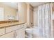 Well-maintained bathroom featuring neutral colors, granite countertops and a shower at 2017 Woodland Shores Rd, Charleston, SC 29412