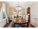 Formal dining room with chandelier, decorative artwork, and cabinet at 2017 Woodland Shores Rd, Charleston, SC 29412