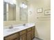 Well-lit bathroom featuring double sinks, wooden cabinets, and framed artwork at 206 Challis Ct, Goose Creek, SC 29445