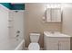Standard bathroom featuring a shower/tub combo, tile surround, and single sink vanity at 313 Houston Dr, Ladson, SC 29456