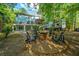 Lush backyard with a fire pit, comfortable seating, and views of the back of the house and RV at 3738 Station Point Ct, Mount Pleasant, SC 29466