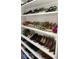 Shoe closet with floor-to-ceiling shelving units and stylish shoe collection at 3738 Station Point Ct, Mount Pleasant, SC 29466