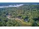 Stunning aerial view of secluded homes nestled among lush trees, a serene pond, and a beautiful waterfront area at 4292 Cloudmont Dr, Hollywood, SC 29449