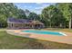 Inviting backyard pool and patio area, perfect for relaxation and outdoor entertaining with a lounge chair at 4292 Cloudmont Dr, Hollywood, SC 29449