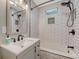 Updated bathroom with white subway tile and modern fixtures at 4546 Holly St, North Charleston, SC 29405