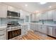 Bright kitchen with stainless steel appliances and gray colored cabinets at 4546 Holly St, North Charleston, SC 29405