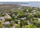 Aerial shot showcasing the community, the water, and the serene surroundings of the property at 525 Old Bridge Ct, Mount Pleasant, SC 29464
