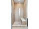 Modern shower with glass door and decorative tile, complete with a built-in bench at 525 Old Bridge Ct, Mount Pleasant, SC 29464