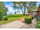 Spacious backyard with manicured lawn, mature trees, and waterfront view at 528 Wampler Dr, Charleston, SC 29412