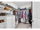 A fully organized walk-in closet, complete with shelving and hanging racks at 725 Pepperbush St, Charleston, SC 29414