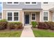 Inviting entrance of townhome with neat landscaping, blue door, and ample windows at 7780 Montview Rd, North Charleston, SC 29418