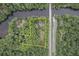 Aerial shot outlining property, showing home and access to the waterway at 100 Canal Rd, Saint George, SC 29477