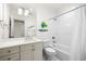 Bright bathroom featuring subway tile, a shower-tub, and fish decor at 11 Dalton St, Daniel Island, SC 29492