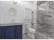 Elegant bathroom featuring a marble shower, vanity, and modern fixtures at 130 River Landing Dr # 4102, Charleston, SC 29492